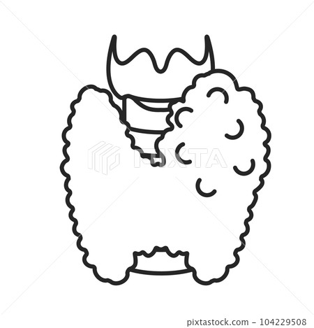 Thyroid gland with goiter body organ outline icon - Stock Illustration ...