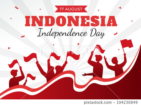 Indonesia Independence Day Vector Illustration on 17 August with Indonesian Flag Raising the Red and White in Flat Cartoon Hand Drawn Templates Indonesia Independence Day Vector Illustration on 17 August with Indonesian Flag Raising the Red and White in Flat Cartoon Hand Drawn Templates 104230849