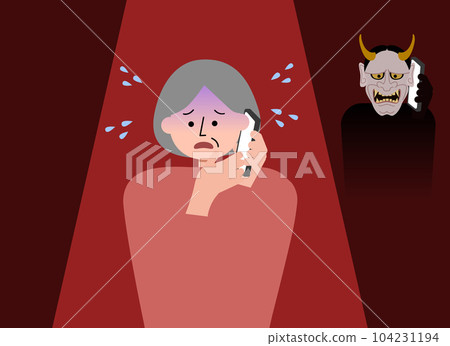一位老年婦女接到威脅電話的插圖 104231194
