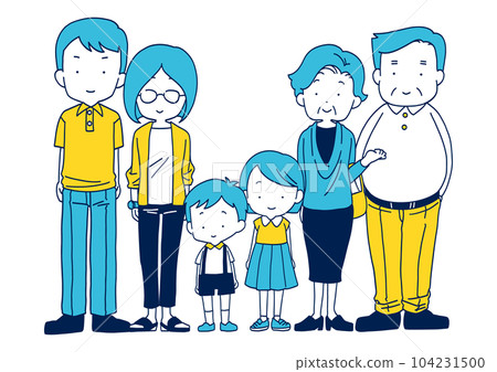 一家人肩並肩站著 一家人肩並肩站著 104231500