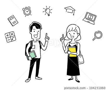 矢量插畫素材：男女大學生、男女大學生 104231860