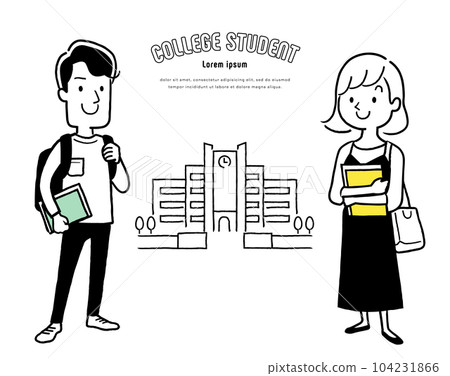 Vector illustration material: male and female college students, male and female college students 104231866