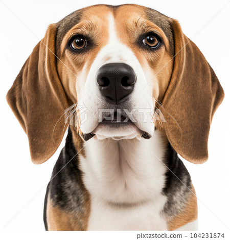 Ravishing realistic portrait beagle dog on white isolated background. Ravishing realistic portrait beagle dog on white isolated background. 104231874