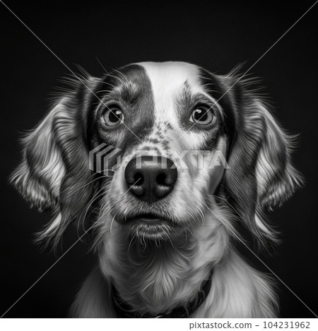 Closeup Brittany spaniel dog with ravishing detail on studio isolated background Closeup Brittany spaniel dog with ravishing detail on studio isolated background 104231962