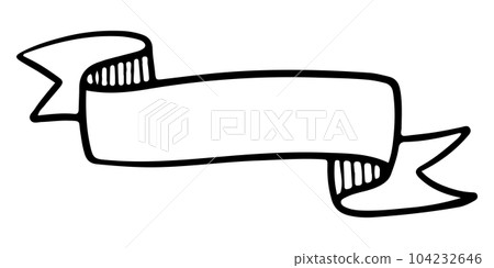 Doodle sketch style of ribbon banner hand drawn illustration. for concept design. 104232646