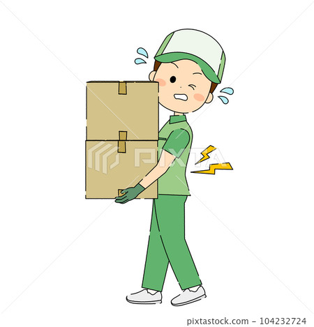 A man who seems to hurt his back because of heavy luggage A man who seems to hurt his back because of heavy luggage 104232724