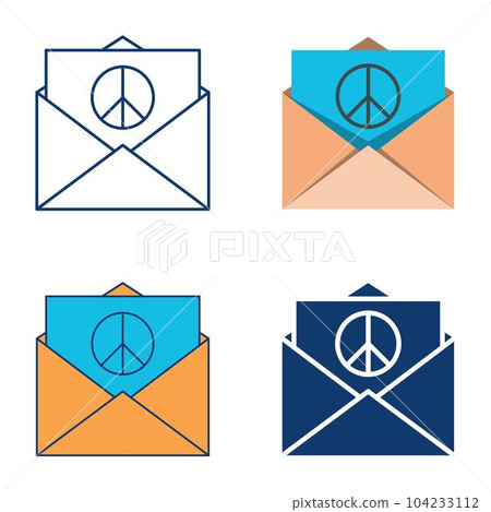 Mail with peace sign icon set Mail with peace sign icon set 104233112