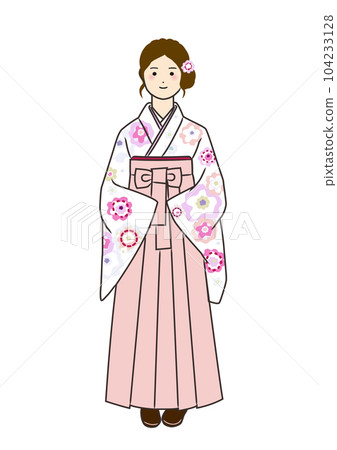A girl in a hakama, facing the front A girl in a hakama, facing the front 104233128