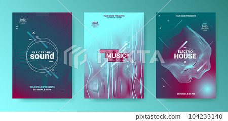 Minimal Abstract Dj Flyer Set. Electro Sound Cover. Techno Music 104233140