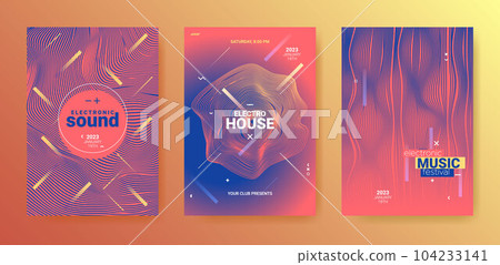 Electronic Music Poster. Techno Party Flyer. Vector Edm Background. Electronic Music Poster. Techno Party Flyer. Vector Edm Background. 104233141