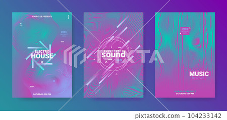 Abstract Music Poster. Electro Dance Flyer. Vector 3d Background. 104233142