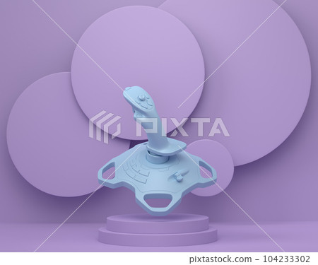 Video game joystick for flight simulator on cylinder podium with step Video game joystick for flight simulator on cylinder podium with step 104233302