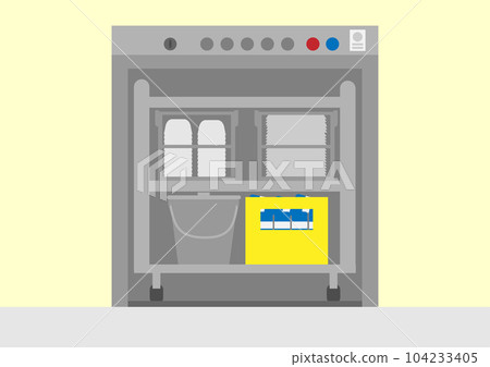 Illustration of a wagon loaded with lunch on a dedicated elevator Illustration of a wagon loaded with lunch on a dedicated elevator 104233405