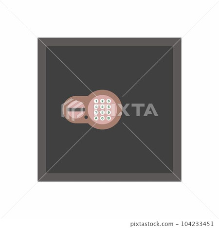 Metal bank safe vector icon in a flat style. Closed safe isolated on white background. 104233451