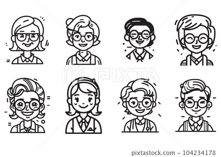 Hand Drawn cute girl character logo in flat style Hand Drawn cute girl character logo in flat style 104234178