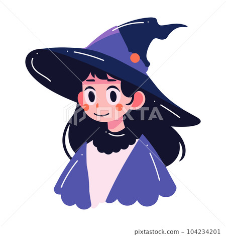 Hand Drawn cute witch in flat style 104234201