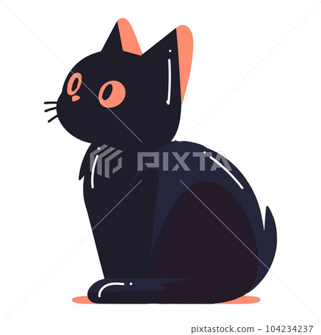 Hand Drawn cute black cat in flat style 104234237