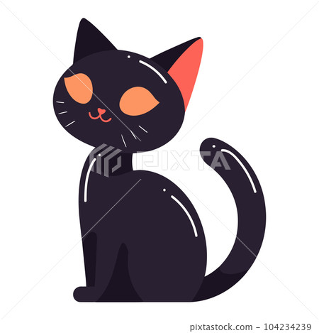 Hand Drawn cute black cat in flat style Hand Drawn cute black cat in flat style 104234239