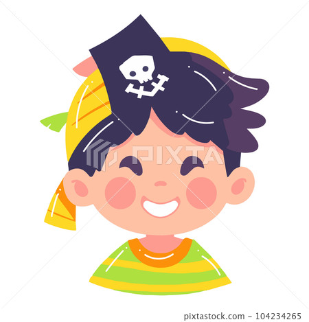 Hand Drawn cute kid pirate in flat style 104234265