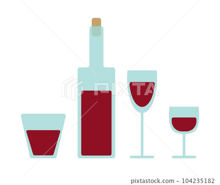 Wine, wine bottle and glasses, vector. 104235182
