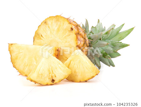 Pineapple slices isolated on white background Pineapple slices isolated on white background 104235326
