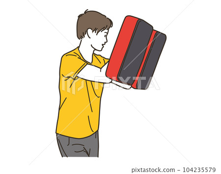 Young male coach with martial arts mitts Young male coach with martial arts mitts 104235579