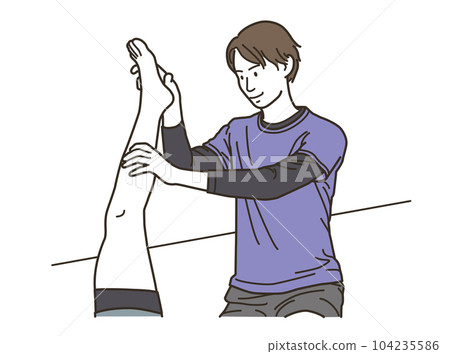 Male physiotherapist doing sports manipulative massage 104235586