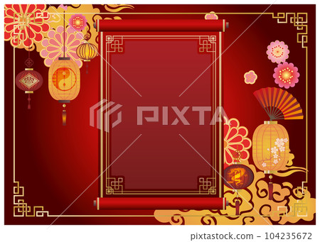 中國風傳統裝飾邊框框架背景 104235672