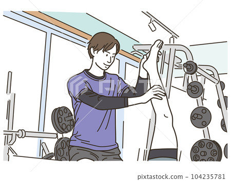 Male physiotherapist doing sports manipulative massage 104235781