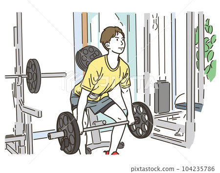 男子在健身房進行硬拉訓練 104235786