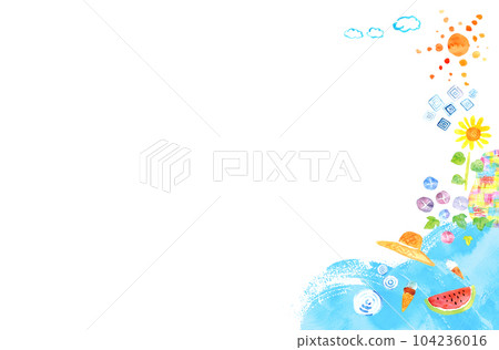 Summer background material Summer image Watercolor illustration 104236016