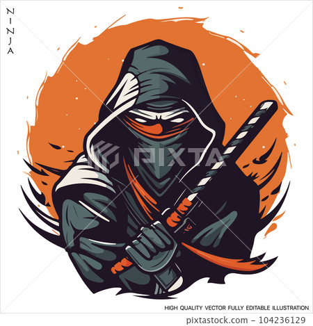 Ninja mascot logo vector template, Creative Ninja emblem design concepts. Fully editable Vector illustration. 104236129