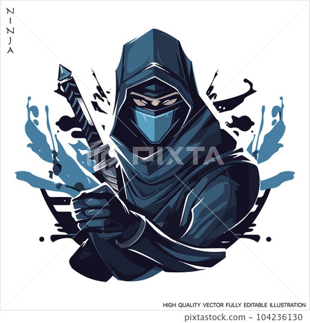 Ninja mascot logo vector template, Creative Ninja emblem design concepts. Fully editable Vector illustration. 104236130