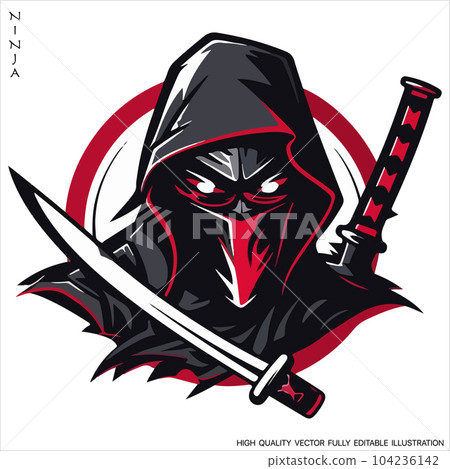 Ninja mascot logo vector template, Creative Ninja emblem design concepts. Fully editable Vector illustration. 104236142