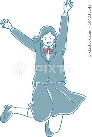 女學生跳躍歡呼-插圖素材 [104236148] - PIXTA圖庫