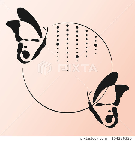 Abstract background with butterflies silhouettes on pink background. Stencil art design. 104236326