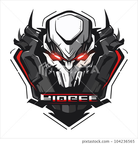 Cyborg mech warrior e-sport emblem logo. Cyborg vector illustration for print. Cyborg mech warrior e-sport emblem logo. Cyborg vector illustration for print. 104236565