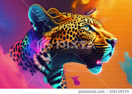 彩色背景，動物豹的輪廓 | 生成人工智能 104236574