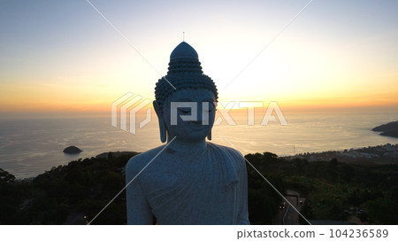 Big Buddha at sunset view from a drone. Phuket Big Buddha at sunset view from a drone. Phuket 104236589