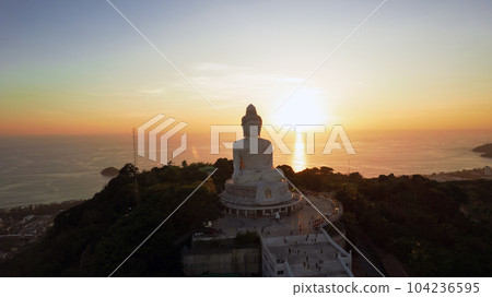 Big Buddha at sunset view from a drone. Phuket 104236595