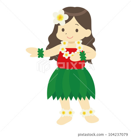 Illustration of a hula dancing woman 104237079