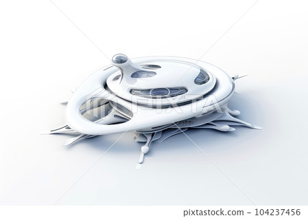 3D futuristic sci-fi white city architecture with organic skyscrapers, for science fiction or fantasy backgrounds, Abstract building, Generative AI illustration 104237456