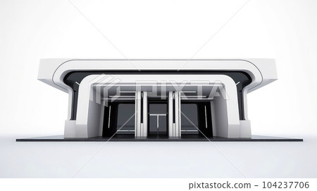 3D futuristic sci-fi white city architecture with organic skyscrapers, for science fiction or fantasy backgrounds, Abstract building, Generative AI illustration 104237706
