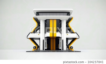 3D futuristic sci-fi white yellow city architecture with organic skyscrapers, for science fiction or fantasy backgrounds, Abstract building, Generative AI illustration 3D futuristic sci-fi white yellow city architecture with organic skyscrapers, for science fiction or fantasy backgrounds, Abstract building, Generative AI illustration 104237841