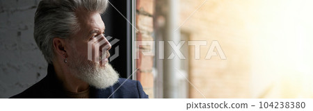 Portrait of serious middle aged man in business casual wear look Portrait of serious middle aged man in business casual wear look 104238380