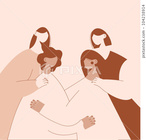 Woman,Girls hug and support each other Woman,Girls hug and support each other 104238914