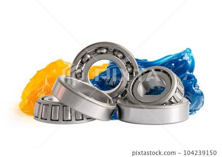 Ball bearing stainless with grease lithium machinery lubrication for automotive and industrial  isolated on white background. 104239150