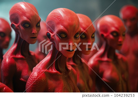 The red - skinned aliens, with their vibrant and fiery appearance, are confronted with the challenges of racial prejudice from other color - based societies illustration generative ai 104239253