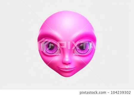 Pink alien face emoji icon isolated, illustration generative ai Pink alien face emoji icon isolated, illustration generative ai 104239302