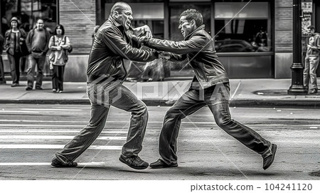 street fight in the city, made with Generative AI 104241120